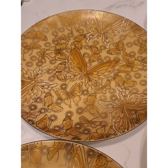 Dorothy C Thorpe VTG Porcelain Salad Plates Gold w/Butterflies- Set of (4) 7.75" - Picture 5 of 15